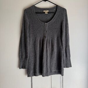 Vintage Vertigo Paris Gray Wool Blend Babydoll Sweater Top Soft Women’s Small